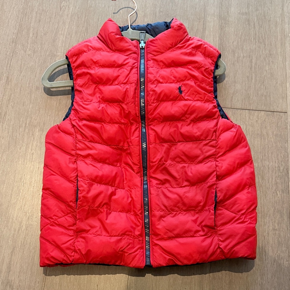 Ralph Lauren Reversible Navy/Red Puffer Vest with Logo Size 7